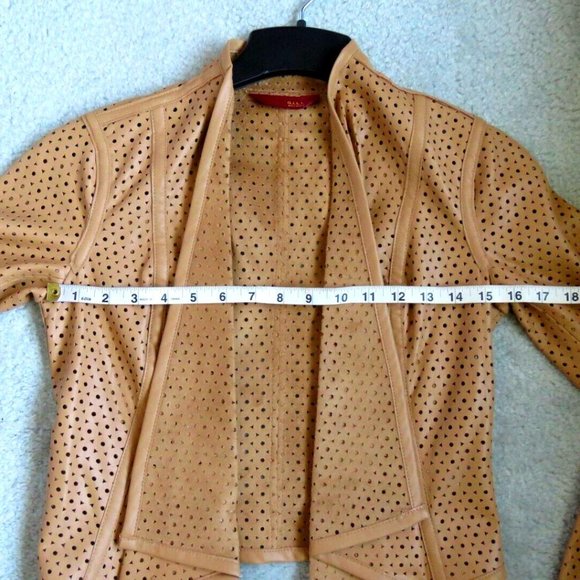 New GILI Vegan Faux Leather Tan Open Front Moto Jacket - Size 0 (XS) MSRP:$109 - Picture 6 of 10